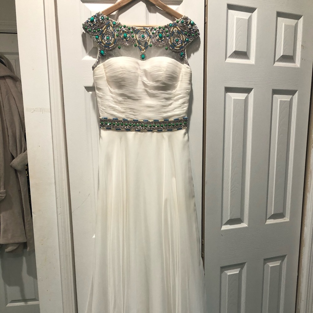 White Beaded Sherri Hill Gown